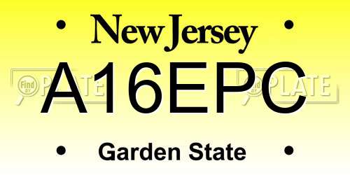 A16EPC New Jersey License Plate