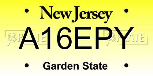 A16EPY New Jersey License Plate