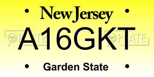 A16GKT New Jersey License Plate