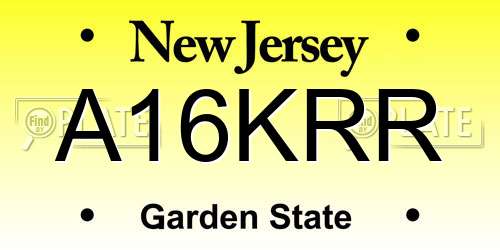 A16KRR New Jersey License Plate