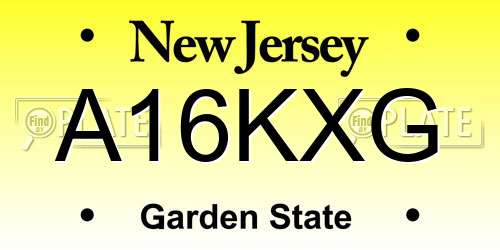 A16KXG New Jersey License Plate