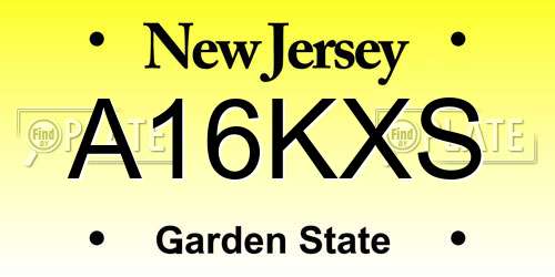 A16KXS New Jersey License Plate