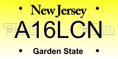 A16LCN New Jersey License Plate