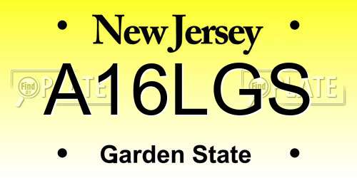 A16LGS New Jersey License Plate