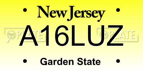 A16LUZ New Jersey License Plate