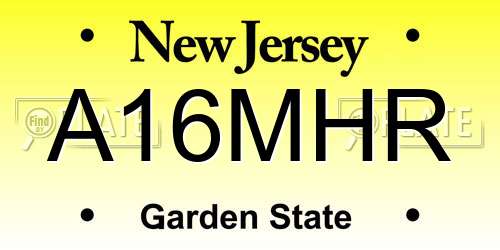 A16MHR New Jersey License Plate