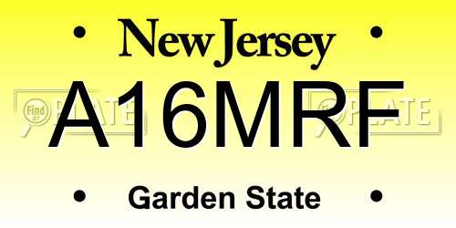 A16MRF New Jersey License Plate