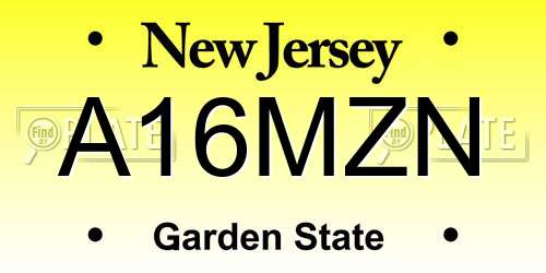 A16MZN New Jersey License Plate