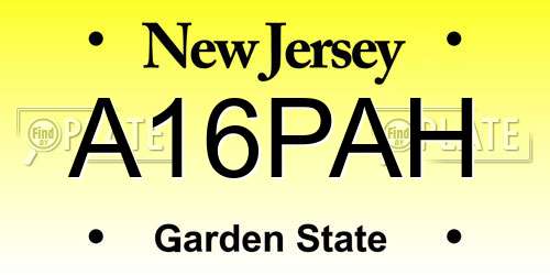 A16PAH New Jersey License Plate