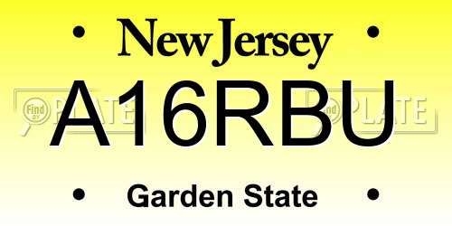 A16RBU New Jersey License Plate