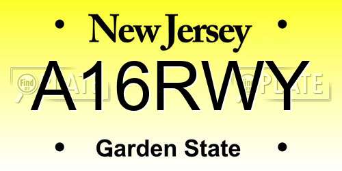 A16RWY New Jersey License Plate
