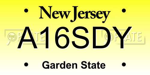 A16SDY New Jersey License Plate