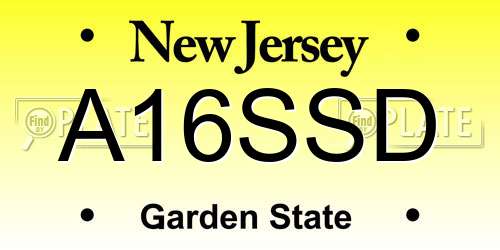 A16SSD New Jersey License Plate