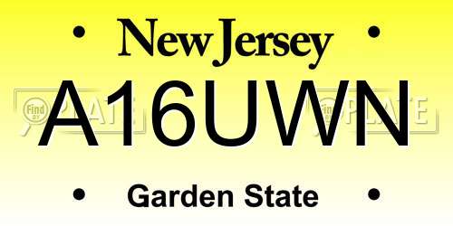 A16UWN New Jersey License Plate