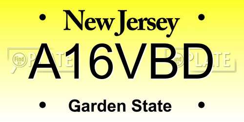 A16VBD New Jersey License Plate