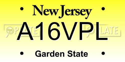 A16VPL New Jersey License Plate