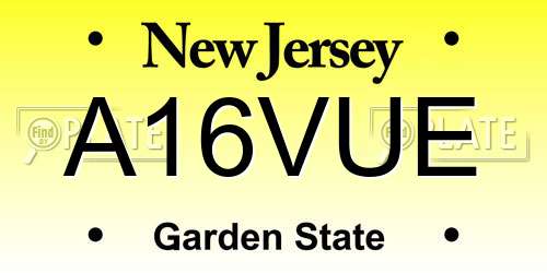 A16VUE New Jersey License Plate