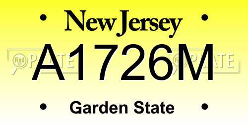 A1726M New Jersey License Plate