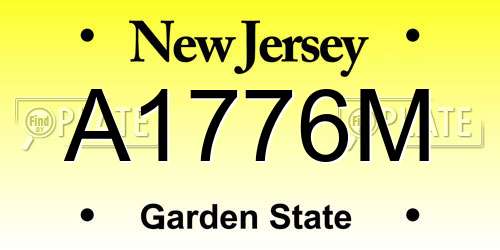 A1776M New Jersey License Plate