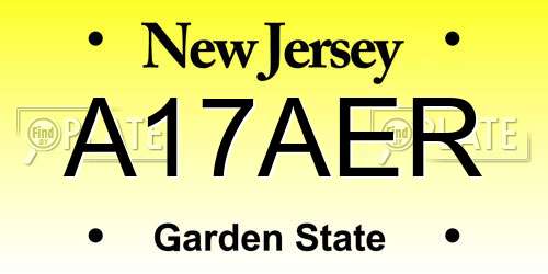 A17AER New Jersey License Plate