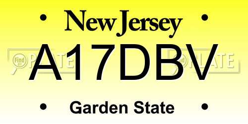 A17DBV New Jersey License Plate