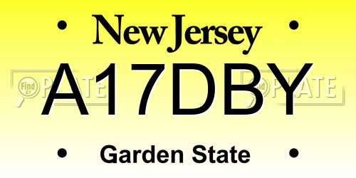 A17DBY New Jersey License Plate