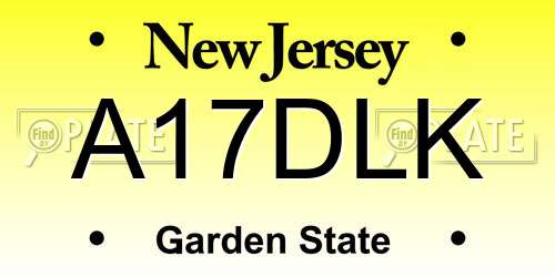 A17DLK New Jersey License Plate