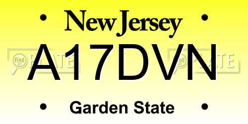 A17DVN New Jersey License Plate