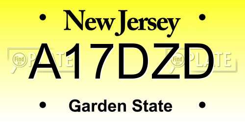 A17DZD New Jersey License Plate