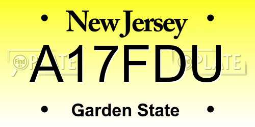 A17FDU New Jersey License Plate