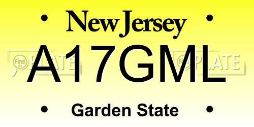 A17GML New Jersey License Plate