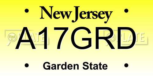A17GRD New Jersey License Plate