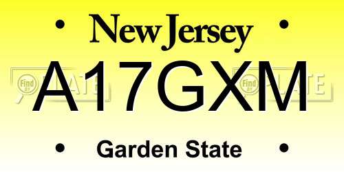 A17GXM New Jersey License Plate