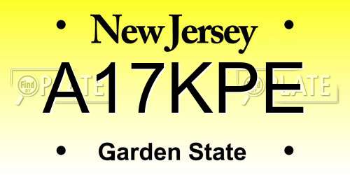 A17KPE New Jersey License Plate