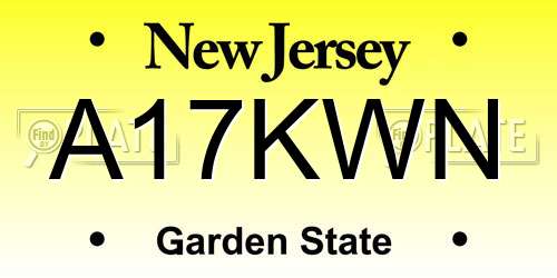 A17KWN New Jersey License Plate