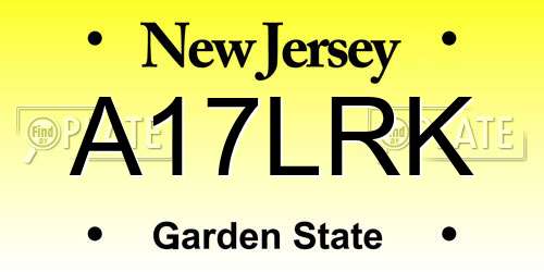 A17LRK New Jersey License Plate