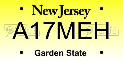 A17MEH New Jersey License Plate