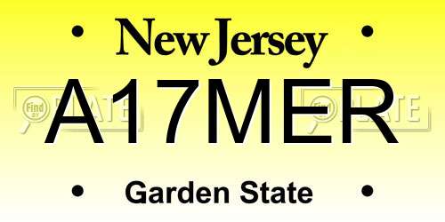 A17MER New Jersey License Plate