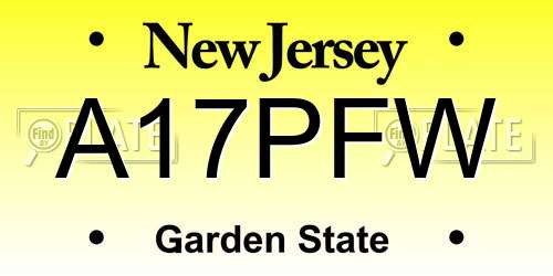 A17PFW New Jersey License Plate