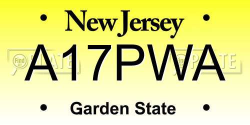 A17PWA New Jersey License Plate