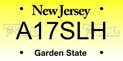 A17SLH New Jersey License Plate