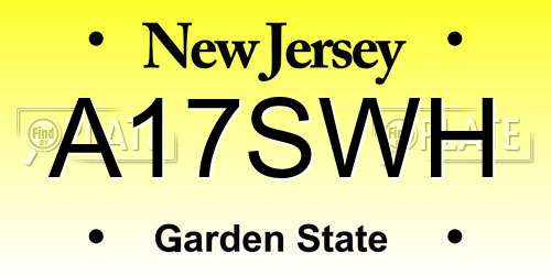 A17SWH New Jersey License Plate