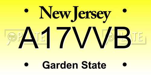 A17VVB New Jersey License Plate