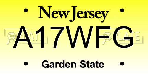 A17WFG New Jersey License Plate