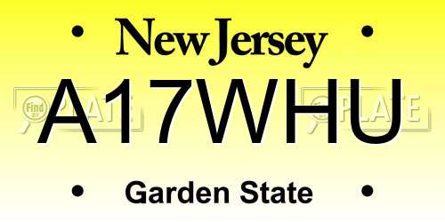 A17WHU New Jersey License Plate