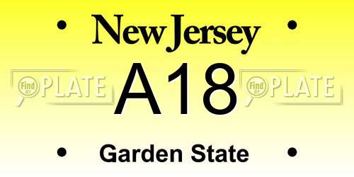 A18 New Jersey License Plate