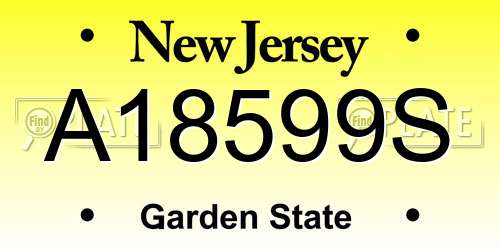 A18599S New Jersey License Plate