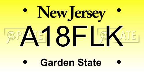 A18FLK New Jersey License Plate