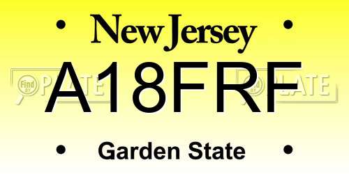 A18FRF New Jersey License Plate