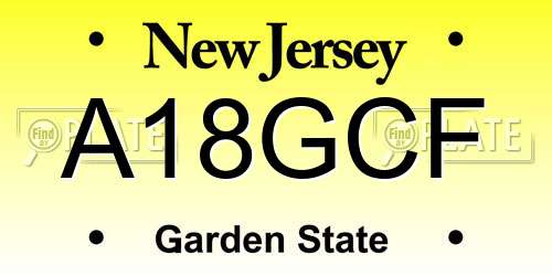 A18GCF New Jersey License Plate